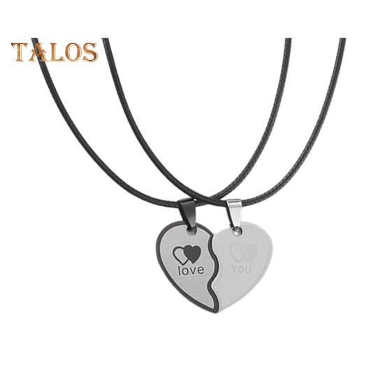 1 пара парных ожерелий с подвеской в виде сердца и символом любви из гальванического сплава, подарок на годовщину ко Дню святого Валентина, украшения на шею