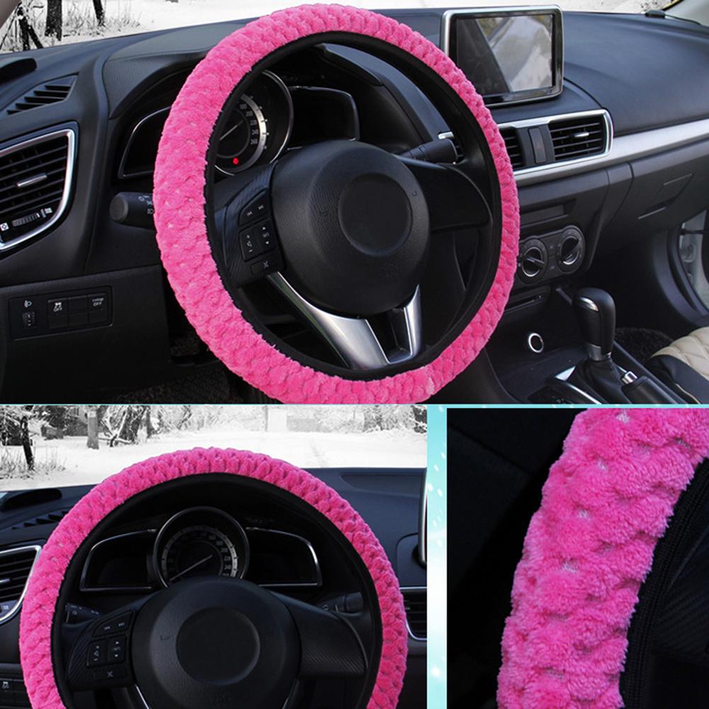 Защитный чехол на руль, стильный зимний теплый плюшевый противоскользящий автомобильный чехол
