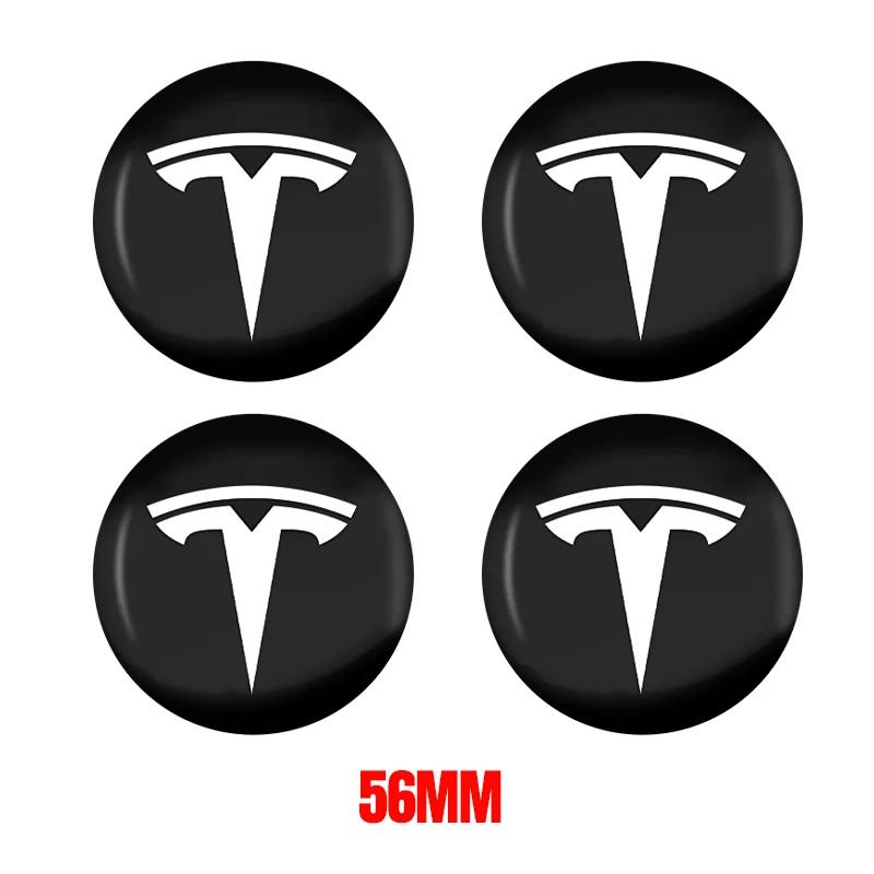 GEWT6 4pcs 56mm Tesla Hub Cap Center Cap Logo High Quality Sticker for Tesla Model 3 Y S X Personalized Car Sticker Car Accessories