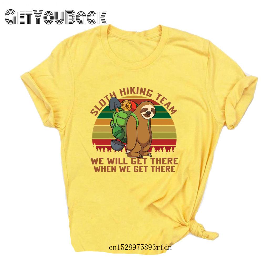 Забавная женская футболка Sloth Hiking Team для девочек, Harajuku 90S, футболка с животными, женская одежда, Прямая поставка