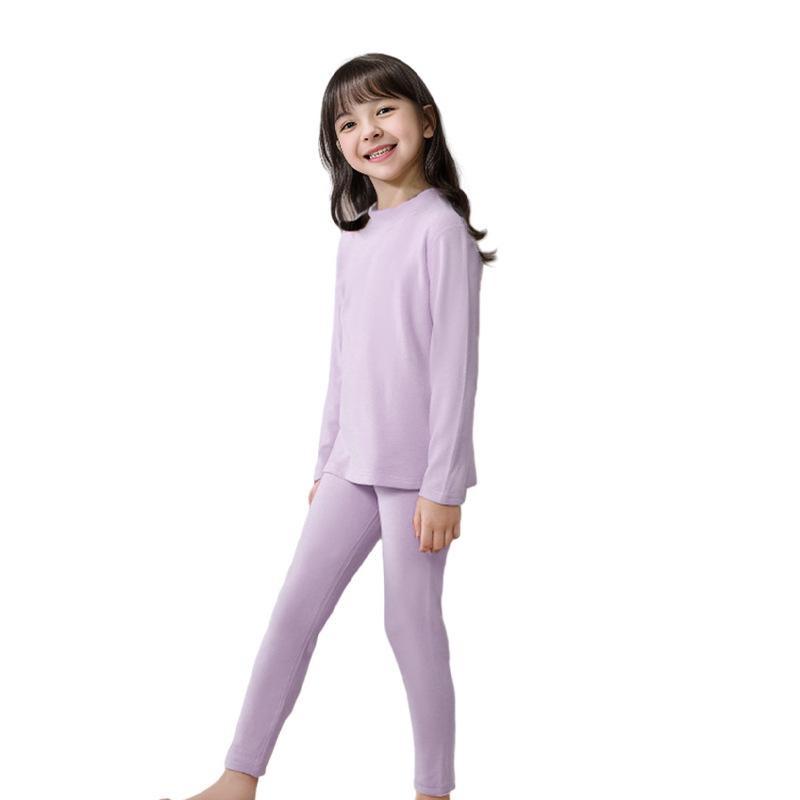 Комплекты детского термобелья: Флисовый зимний комбинезон из двух частей с высоким воротником для детей среднего и крупного возраста.