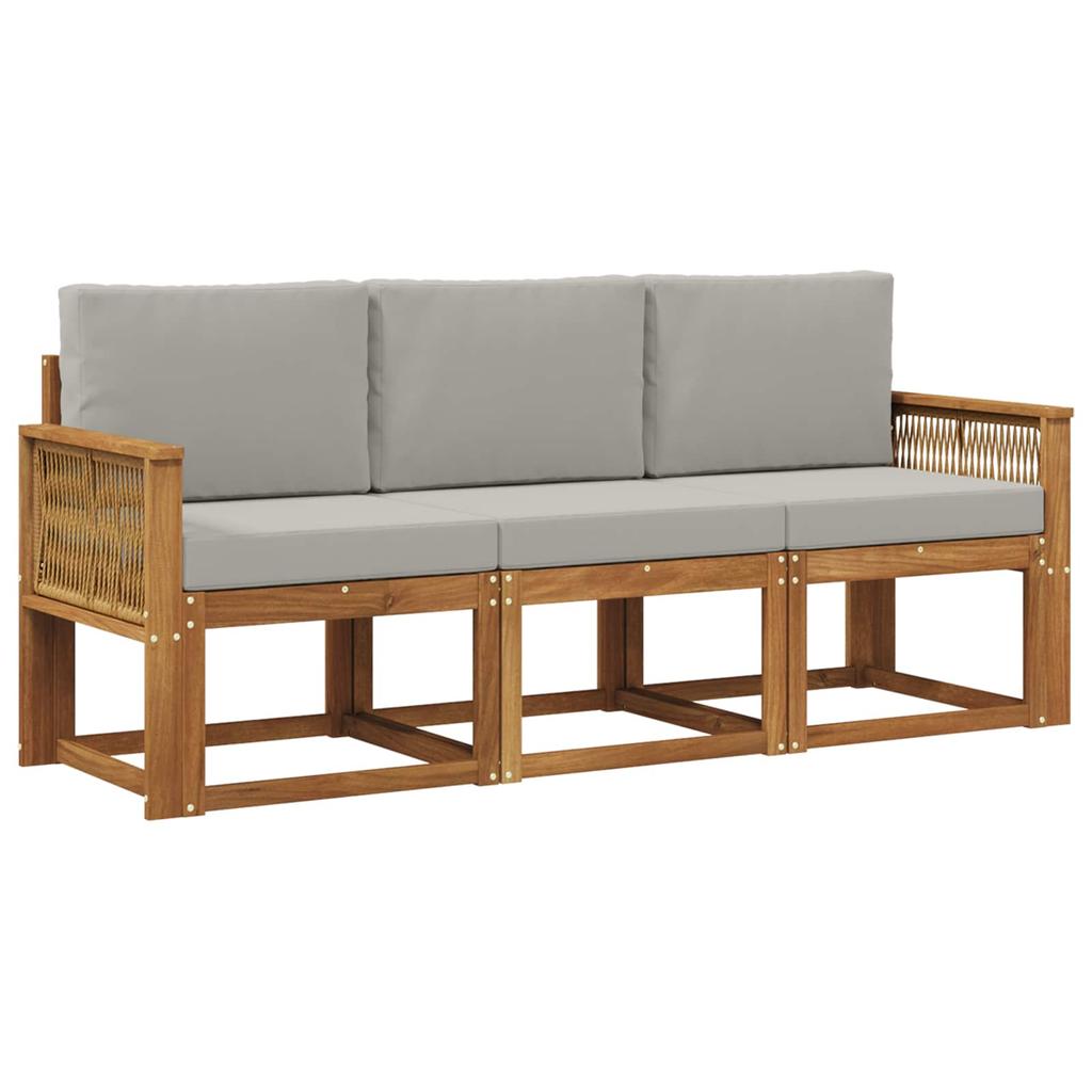Outdoor Sofa Set 3 pcs Natural and Light Grey Polyester