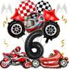 12pcs Racing Car Balloon Birthday Set Boy Motorcycle with 32 Inch Black Number 1-9 Balloon Birthday Festive Party Supplies