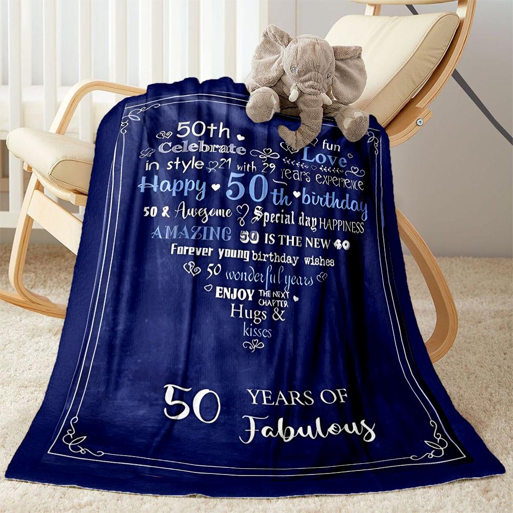 1pc 50th Birthday Celebration blanket Soft and Warm for Sofa Office Camping Travel Livingroom Great Gift for Friends and Family Comfortable