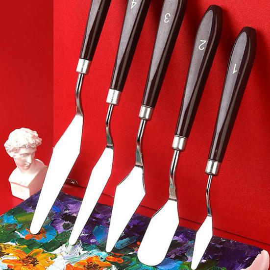 5 шт./компл., шпатель для палитры красок, шпатель для смешивания из нержавеющей стали, шпатель для укладки тротуарной плитки, разглаживающий гибкий лезвие, художественный