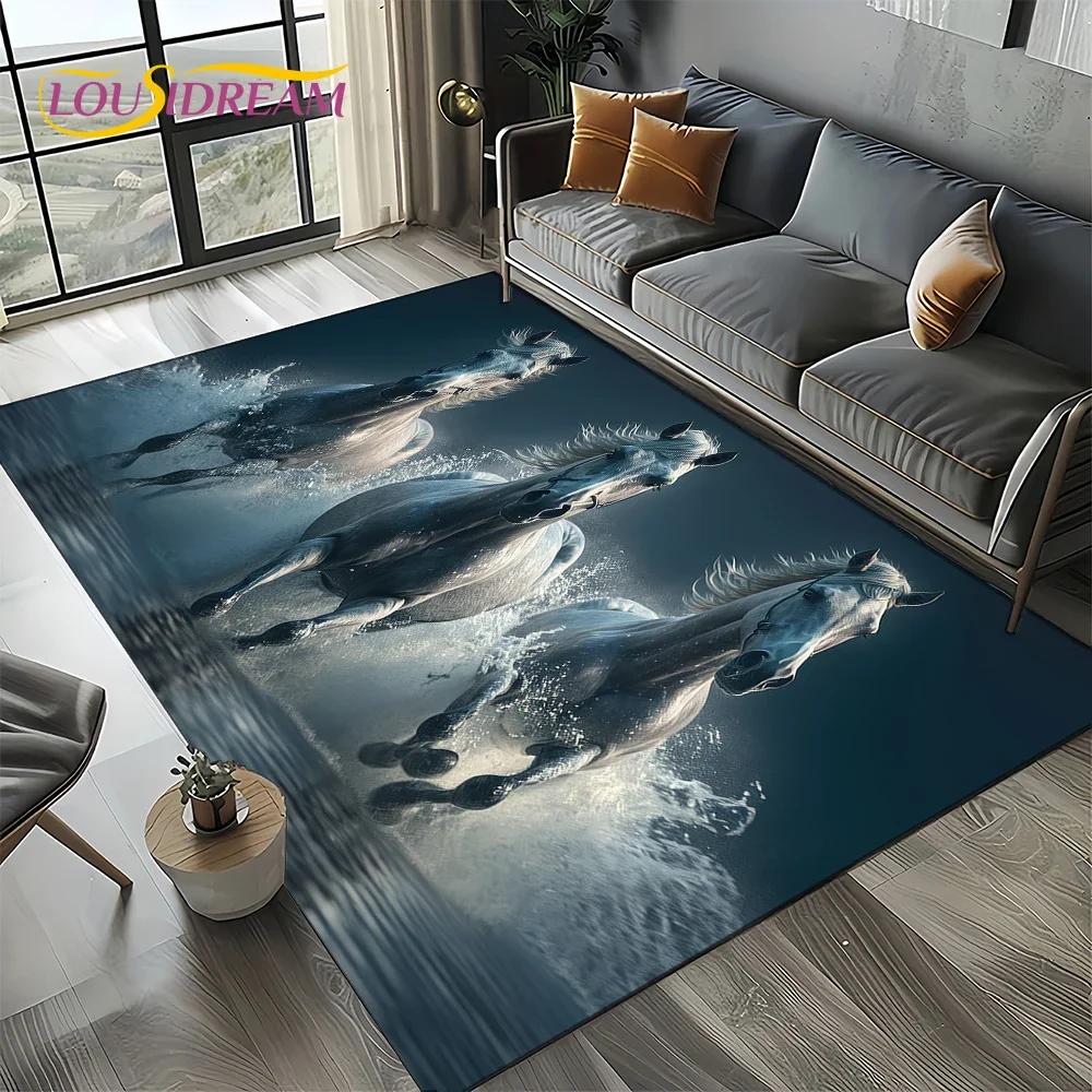 27 Style New Horse Pentium Gallant Steed 3D Animal Carpet Rug for Living Room Bedroom Home Sofa,Kid Area Rug Non-slip Floor Mat