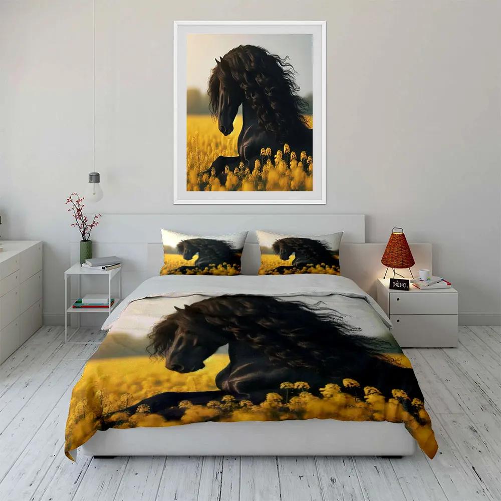 "Black Horse Decorative Bedding Set" Soft Comfortable Duvet Cover Bedding Set Included 1*Duvet Cover & 2*Pillowcases, gift