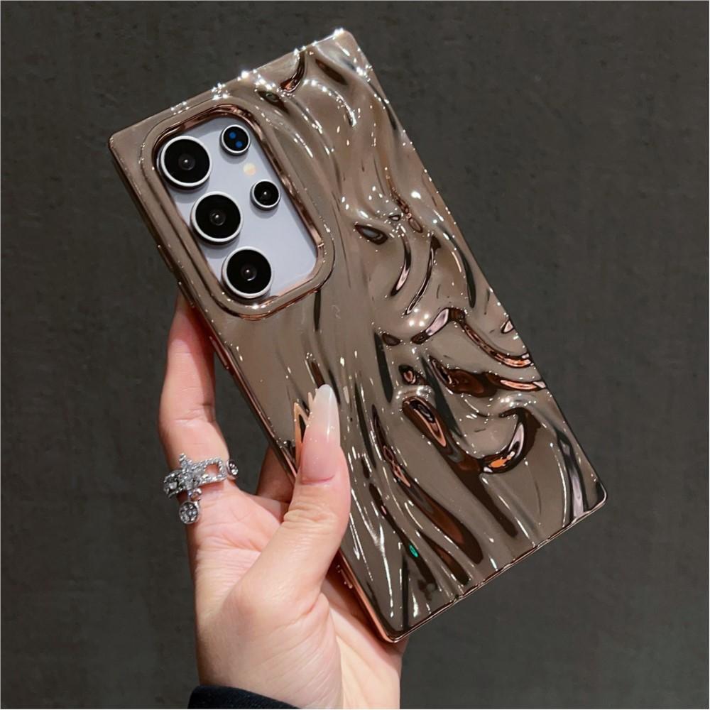 Блестящий 3D плиссированный чехол с эффектом мятой кожи для Samsung S25 S24 S23 Ultra Plus FE A56 A36 A26 A16 A06 A55 A35 A25 A15 A05