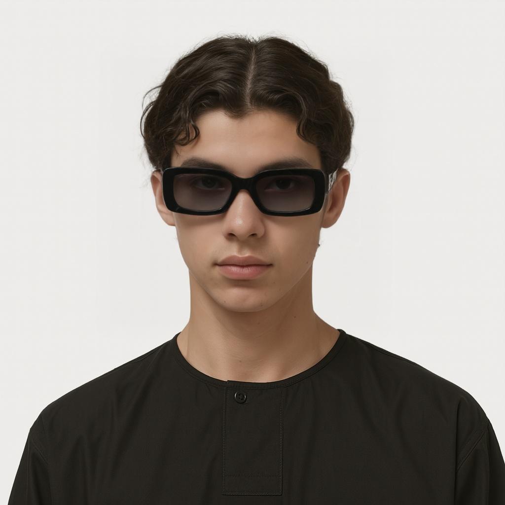 Chanel 24K Rectangular Sunglasses With Lettered Temples Unisex sunglasses Black CH5534A-C622S8