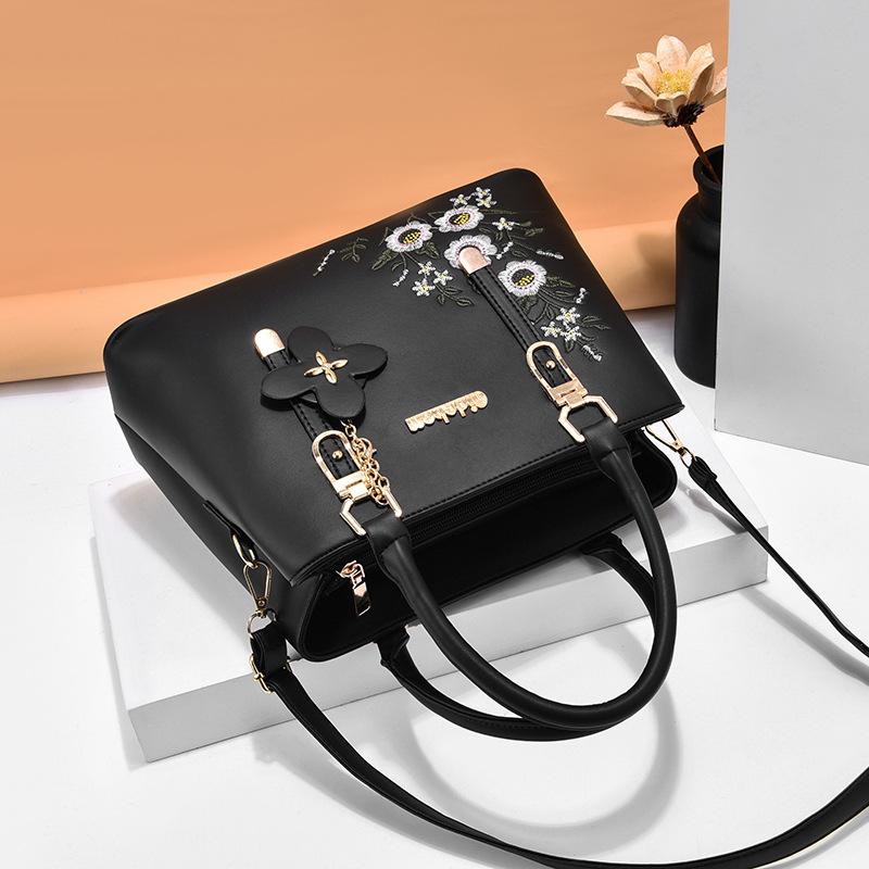Модная женская сумка с вышивкой в виде цветов, дизайнерская сумка с верхней ручкой, многослойная наплечная сумка кроссбоди CLE