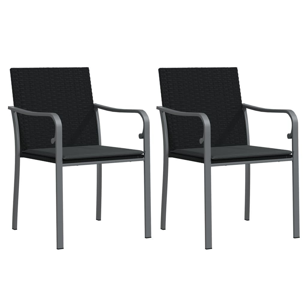 Garden Chairs with Cushions 2 pcs Black 56x59x84 cm PE Rattan