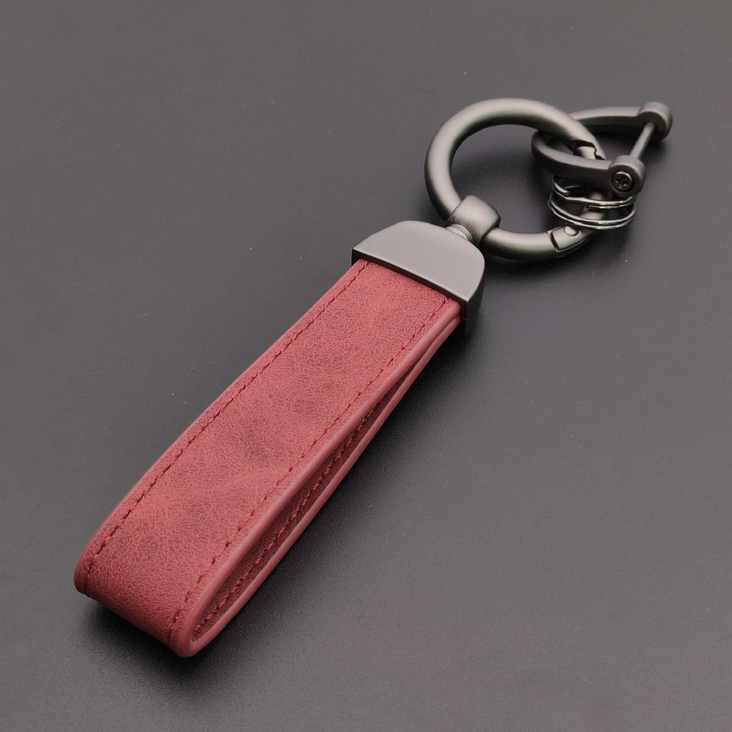 Minimalist Stainless Steel Metal Keyring Leather Car Keychain Pendant Laser Engrave Customized Name Vintage Accessory Gift