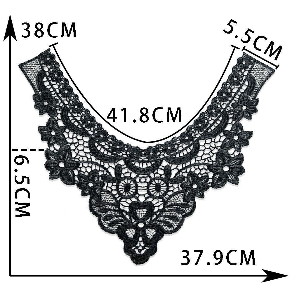 Black & White Polyester Embroidered Lace Collar for DIY Cheongsam Dress Crafting