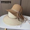 Summer UV Protection Straw Hat Fringed Woven Small Flower Beach Hat Women's Travel Sunshade Sunscreen Hat