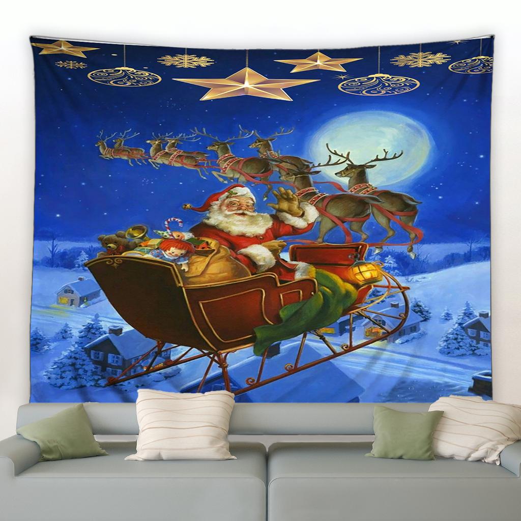 Домашний Декор Рождественская Снежная Ночь Санта-Клаус Снеговик Олень Камин Гобелен Спальня Гостиная Настенный Гобелен 230X180 СМ Tapiz