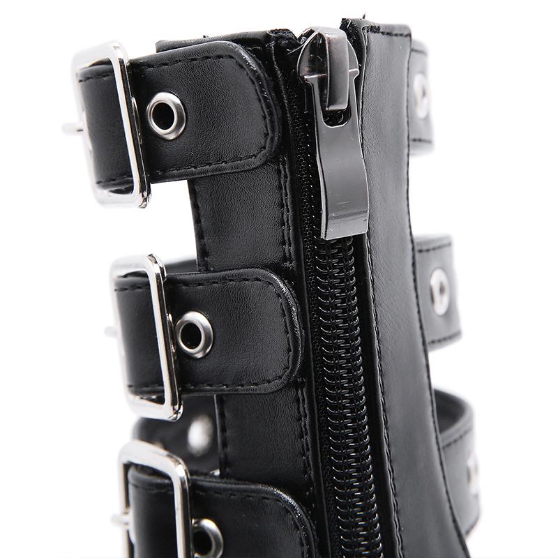 Летние сандалии-гладиаторы, женские металлические заклепки, уличная одежда в стиле панк, на танкетке и квадратном каблуке, на платформе, с пряжкой на щиколотке и ремешком, высокое качество