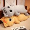Kawaii Siamese Cat Plush Toy Long Oblong Orange Black Kitten Cats Nap Sleep Pillow For Kids School Home Bed Decor Hug Cushion