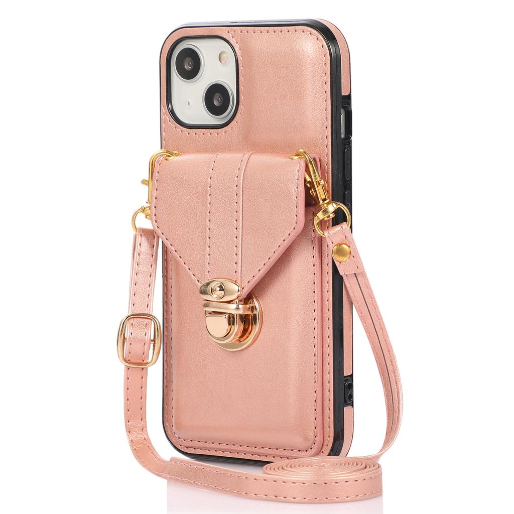 For iPhone 15 Anti-Scratch PU Leather+TPU Phone Cover Case Card Holder Kickstand Phone Shell