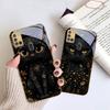 Фантастический черный кот Для Samsung A 31 32 A33 A34 35 14 A15 13 A16 25 26 50 52 53 54 55 56 70 71 72 73 Золотой стеклянный чехол для телефона