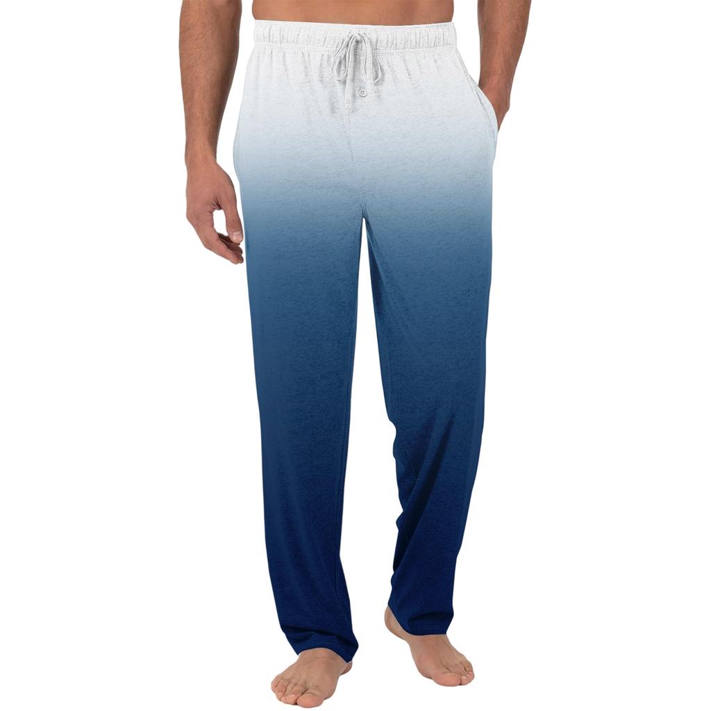 Мужские повседневные пижамные штаны с карманами | На завязках, с градиентным принтом, plain weave, свободный крой, на эластичной талии, для домашней одежды