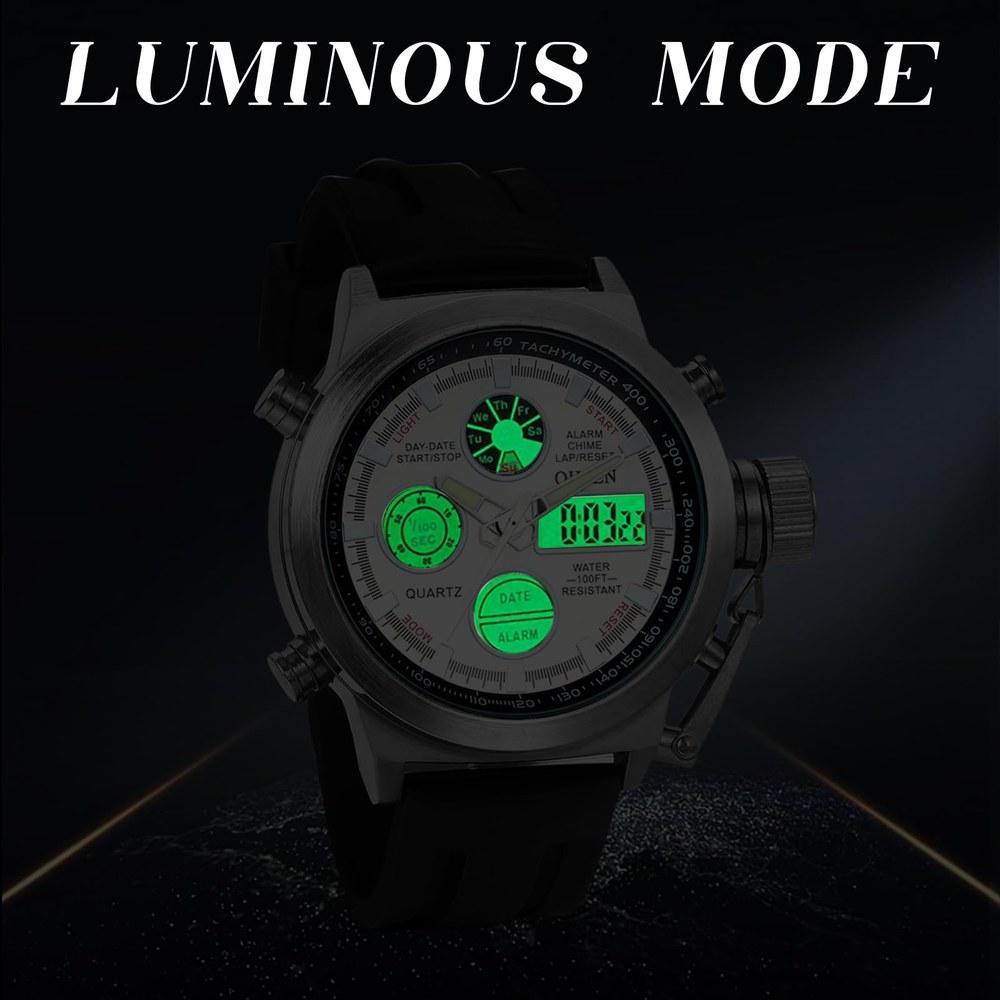 JEWELRYWE Мужские наручные часы Аналоговые и цифровые Япония Кварц Многофункциональные Водонепроницаемые 3ATM Наручные часы для спорта и отдыха Повседневные Для работы и учебы