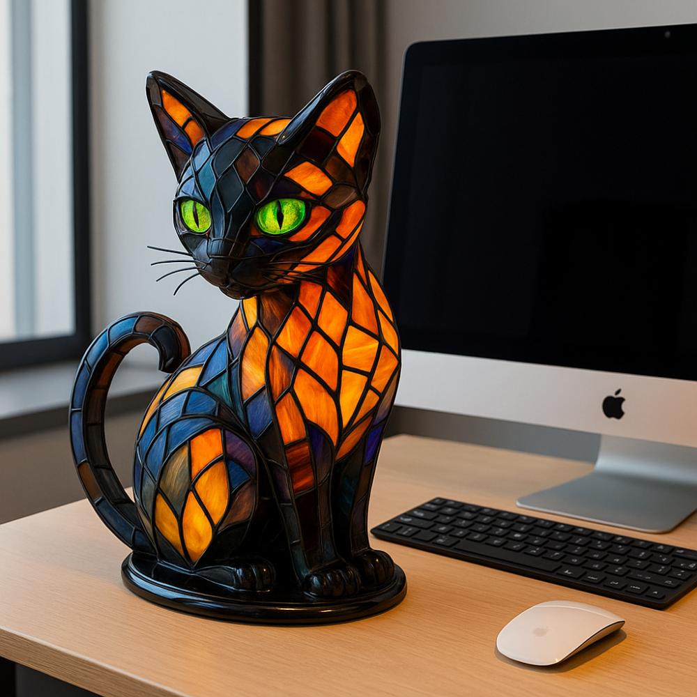 Cats Stained Resin Tabletop Retro Table Light New Night Light Home Bedroom
