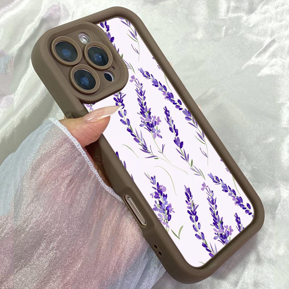 JT306 Искусство с лавандовыми цветами для iPhone 17 16 15 14 13 Pro Max Samsung S26 S25 Ultra A17 A16 A07 A56 A13 A14 A15 Xiaomi 15T Redmi 15c Note 14 Мягкий чехол