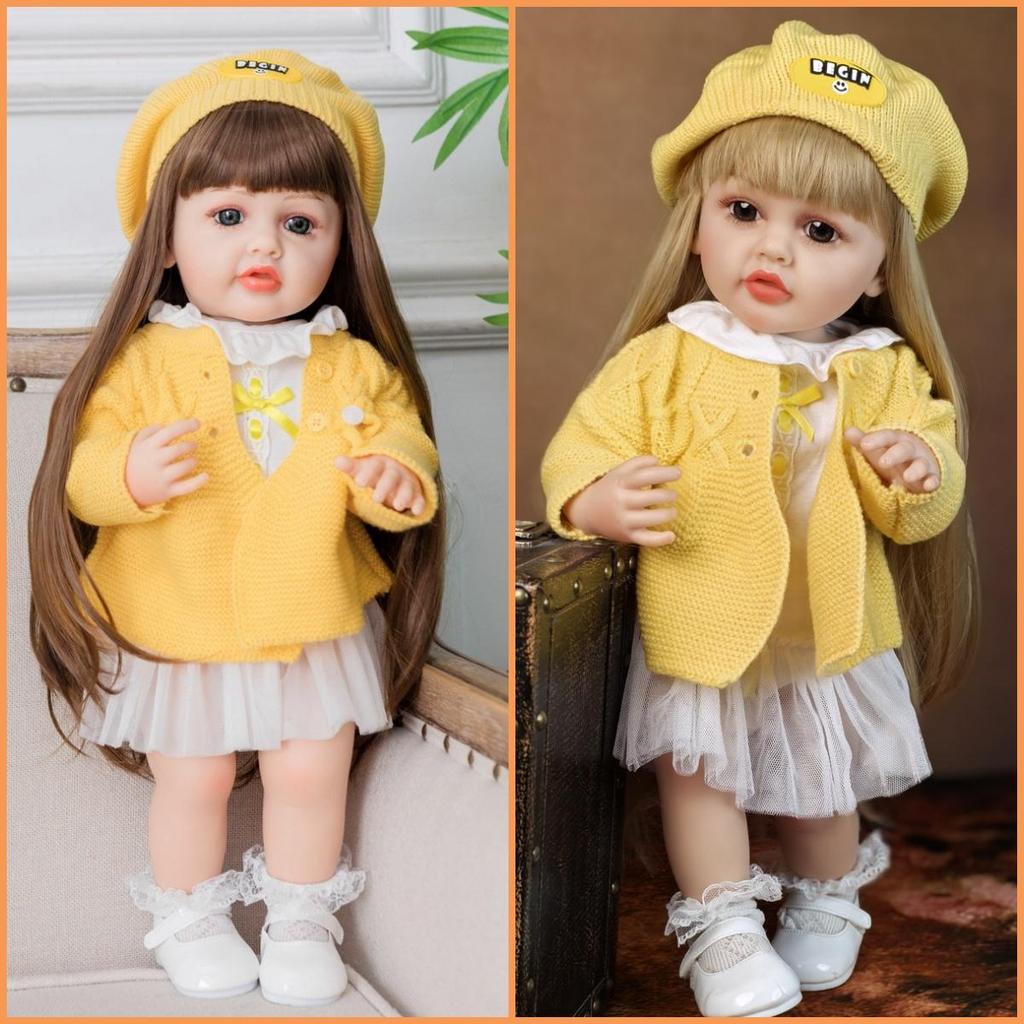 KEIUMI Кукла-девочка Reborn 55 см, реалистичная, полностью силиконовая, виниловая, для детей, для игр, подарки на день рождения, Рождество, с аксессуарами для кормления