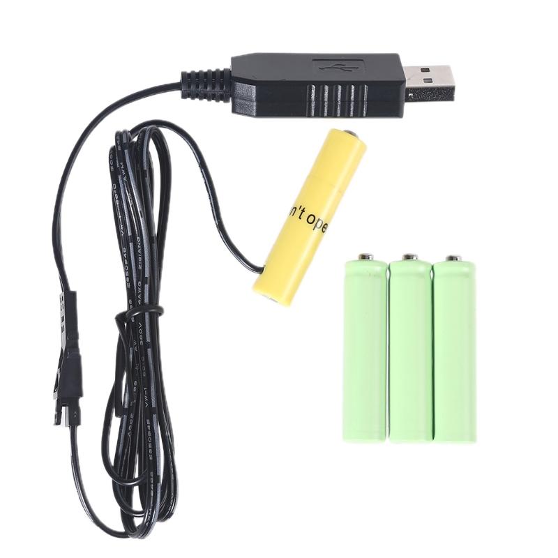 USB-кабель-элиминатор батарей AAA (2xAAA, 3xAAA, 4xAAA) для пульта дистанционного управления, игрушек, рождественской гирлянды, лампы, фонарика, часов