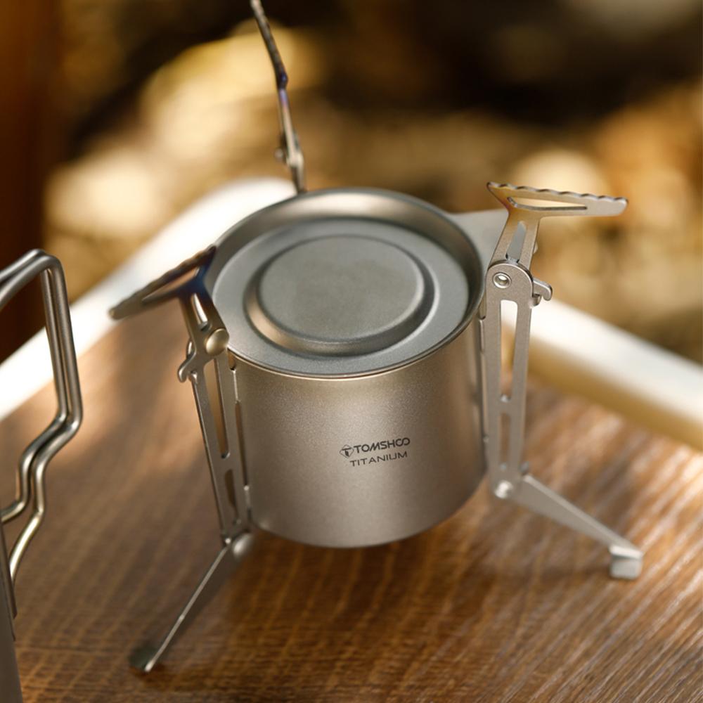 TOMSHOO Титановая спиртовая плита со складными ножками и подставками для кастрюль для кемпинга и походов