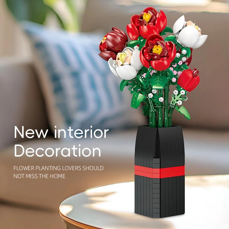 Букет из красных роз, собранный своими руками - Романтический подарок с цветами в вазе для взрослых, на День святого Валентина, годовщину, для украшения дома и рабочего стола