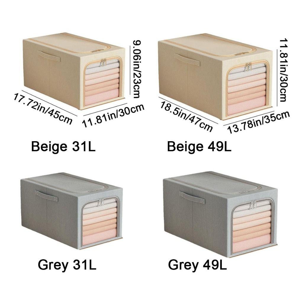 Foldable Steel Frame Storage Box Clear Window Clothes Storage Box Wardrobe Organizer  Thick Fabric