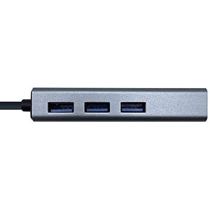 AISENS - A109-0396 - Convertisseur USB3.1 Gen1 USB-C vers Ethernet Gigabit 10/100/1000 Mbps + Hub 3xUSB3.0, Gris, 15 cm