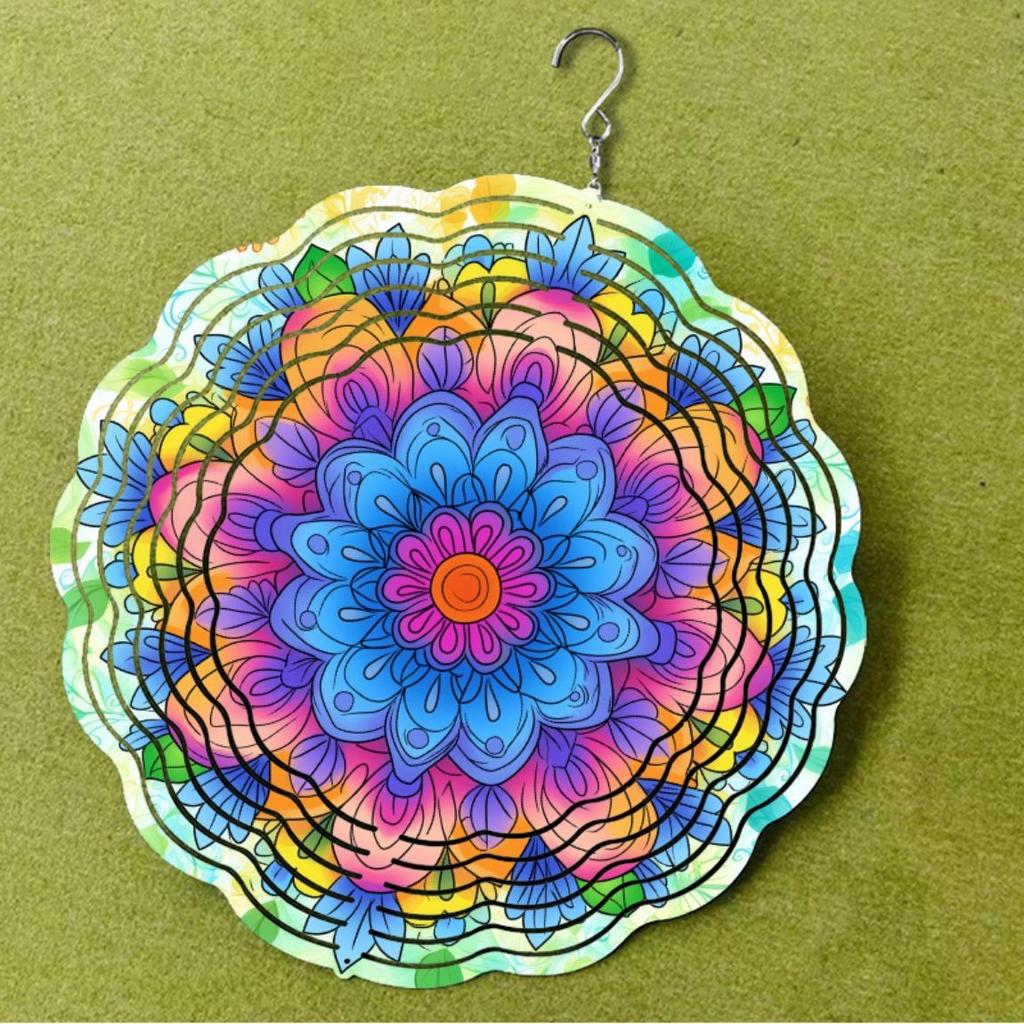 3D Мандала Цветок Колокольчик Ветра Яркий Металлический Подвесной Декор для Внутреннего Наружного Окна Сада Патио Балкона Всесезонный Подарок