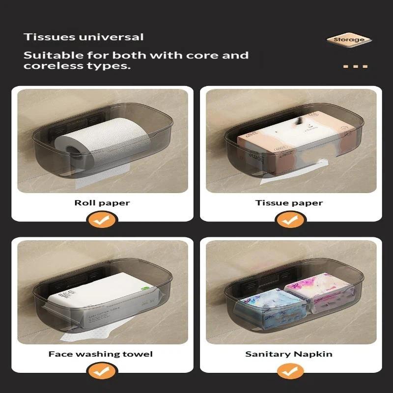 Wall Mounted Tissue Box Waterproof Multifunctional Top Storage Shelf for Bathroom Kitchen RV Camper Small Space