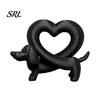 Creative Pet Themed Decorations 3D Printed Dachshund Heart Ornament, Dog Statue, Cute Romantic Anniversary Present Love Animal Figurine for