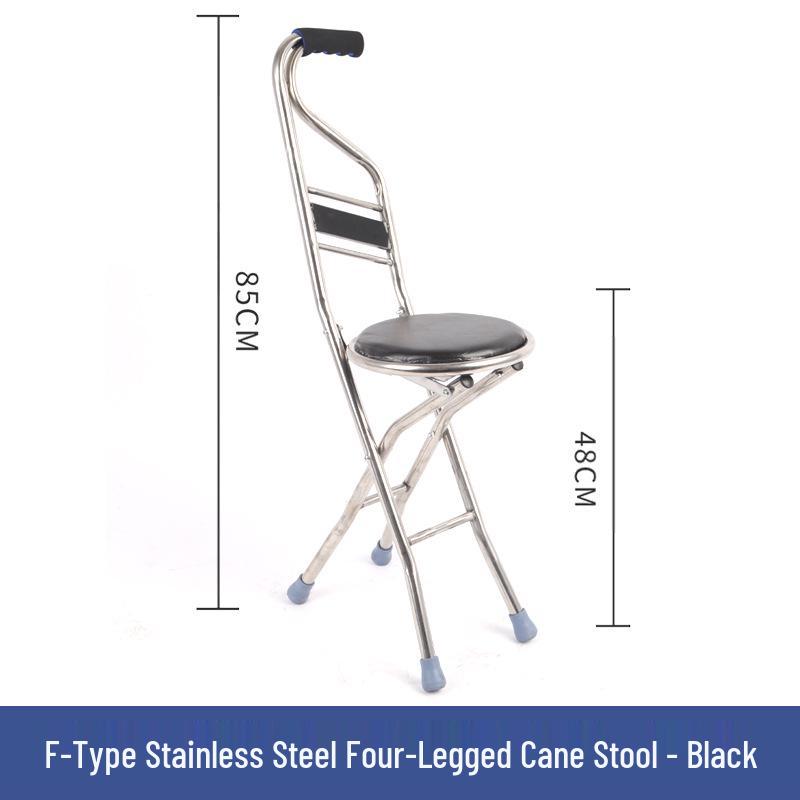 Multi-functional Anti-slip Folding Cane Stool for Elderly – Lightweight and Four-legged Chair for Outdoor Walking