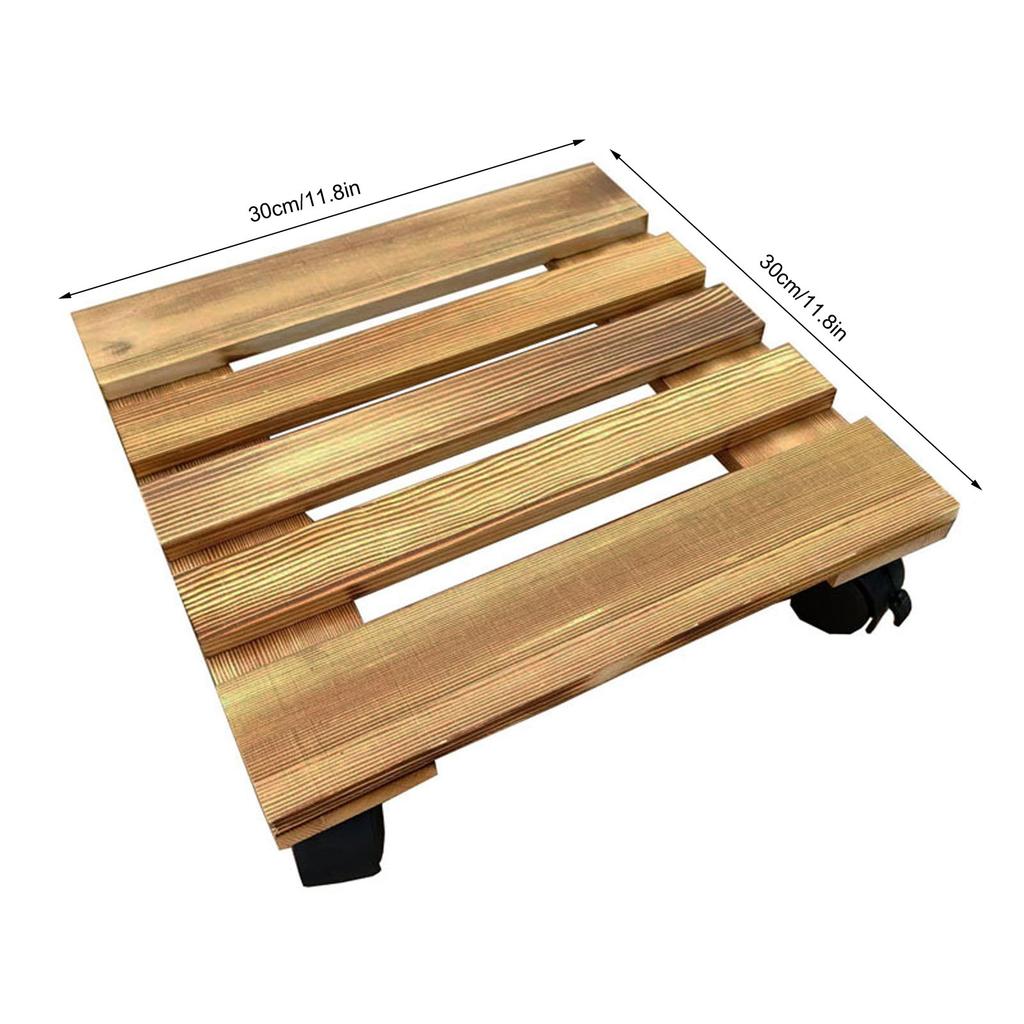 Деревянная подставка на колесиках для растений, передвижная, сверхпрочная, с фиксацией, утолщенная основа-ролик для растений с колесами для помещения, улицы, сада