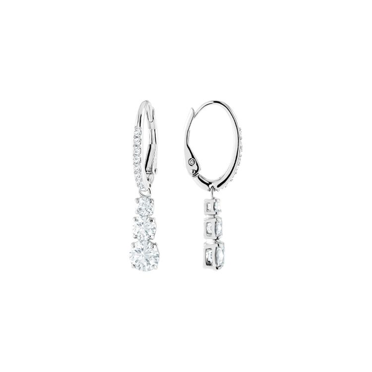 Swarovski Серьги Stilla Attract Trilogy Round с отверстиями, покрытые родием, женские, белые 5416155