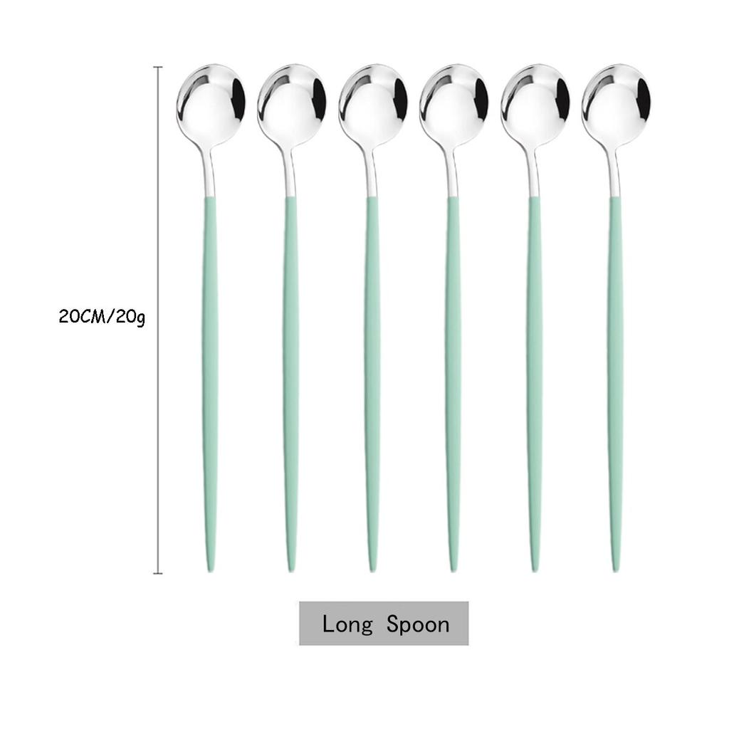 6 шт./компл., красочная ложка с длинной ручкой, столовая посуда, посуда для сока, кофе, перемешивающая посуда, ложка для мороженого, набор столовых приборов, кухонные инструменты