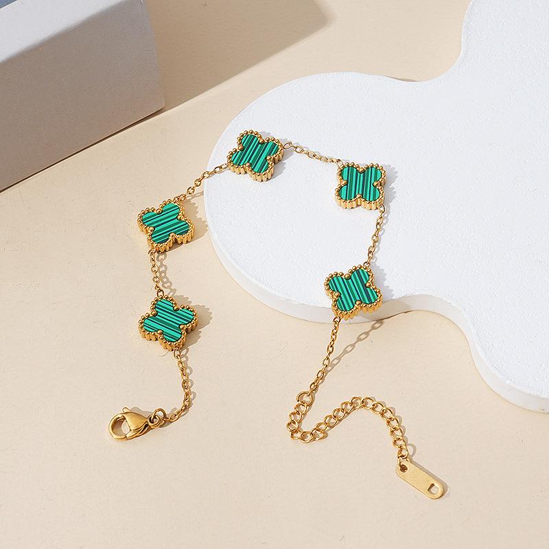 Браслет из нержавеющей стали с четырьмя листами клевера не теряет цвет женский титановый стальной старший Sense Ins стиль ювелирных изделий