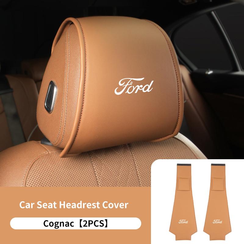 PPWE7 1/2PCS Leather Car Seat Headrest Protective Cover Auto Interior Accessories For Ford Escort KA Flex Everest KA Expedition Falcon