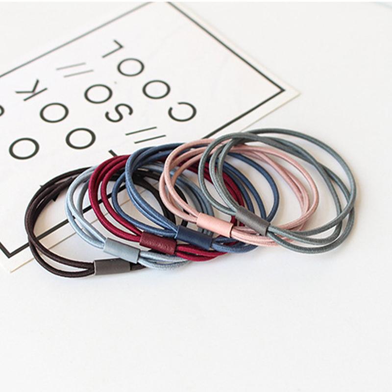 5Pcs/Lot Fashion Women Girls Rubber Bands Ponytail Holder Three-layer Elastic Hairbands Simple Solid Hair Accessories Scrunchie