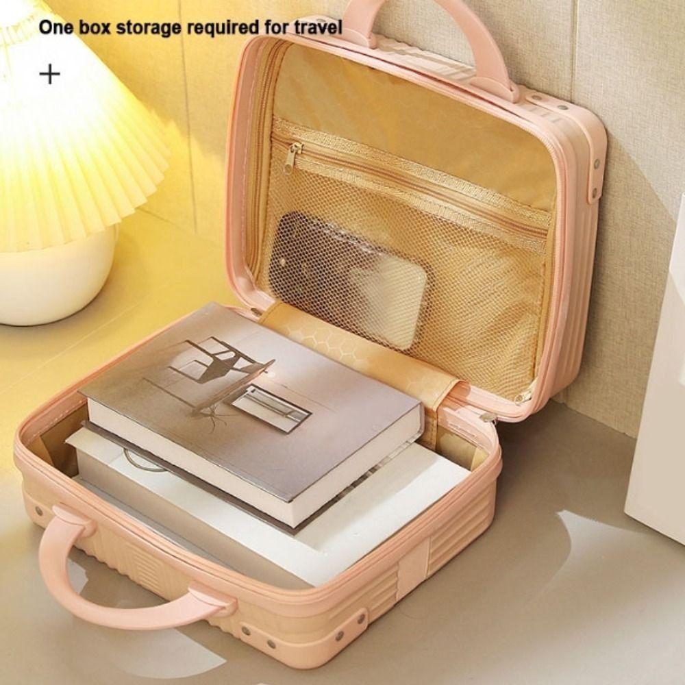 Handbag 14 Inch Makeup Case Retro Luggage Travel Box with Straps Mini Handheld Suitcase  Travel