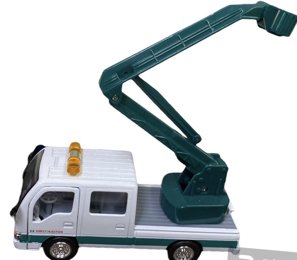 Грузовик Isuzu Elf Рабочий Миниатюрный Автомобиль Isuzu x Подъемная Рабочая Платформа (Подъемная платформа) [Инерционная машина/Серия 'Работа'] (Белый Зеленый)