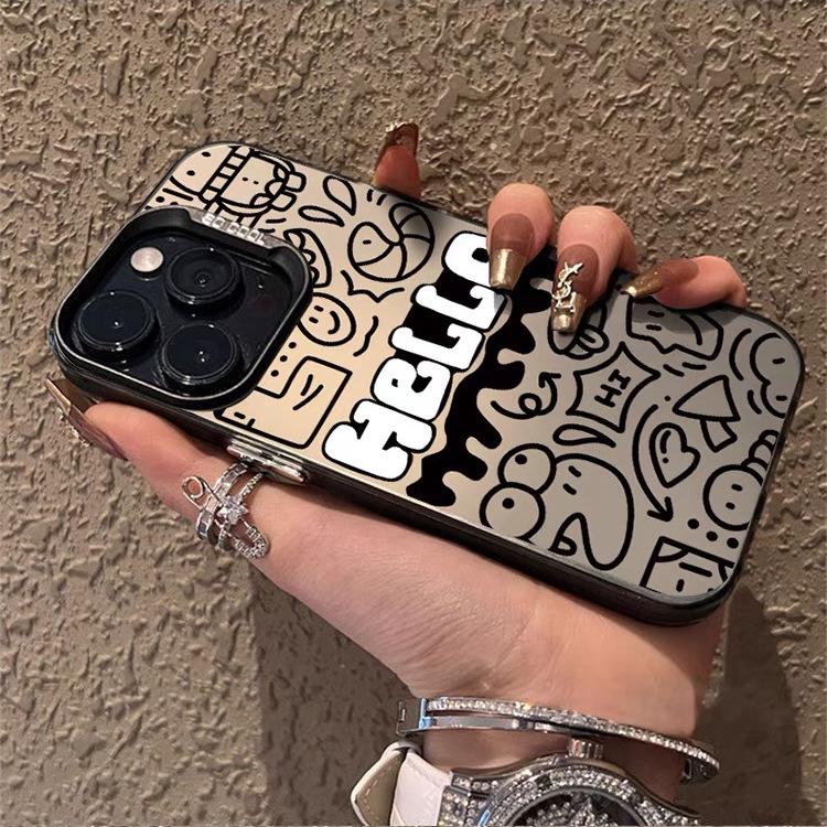 Мультяшный чехол-граффити для iPhone 12-17, Серебристый, 15 цветов