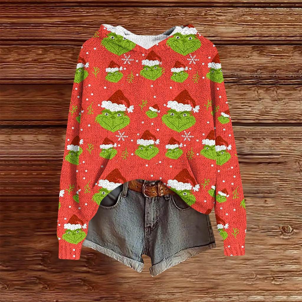 Sweatshirts For Women Knit Sweater Cute Shirt Fall Pullover Hooded Sweatshirt