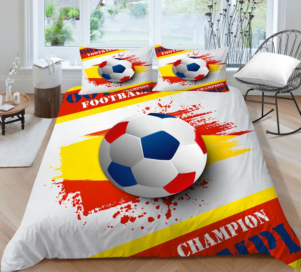 Комплект постельного белья с 3D футбольным принтом, пододеяльник со спортивным узором, наволочка, очень большой размер, украшение для дома