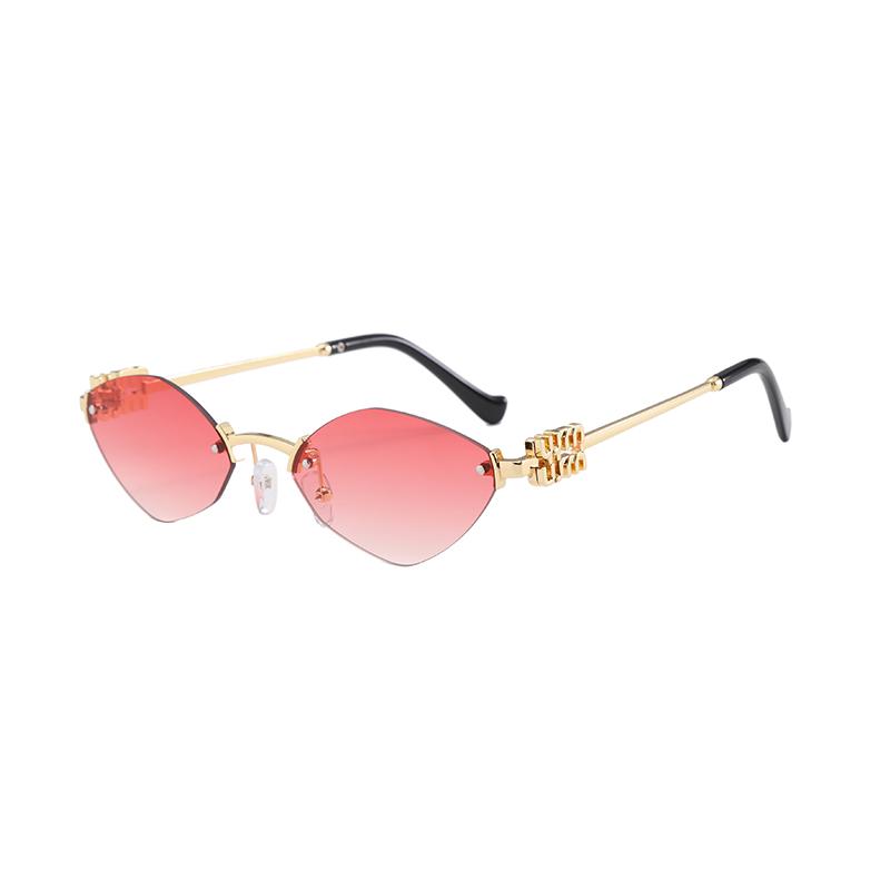 Градиентные безободковые металлические солнцезащитные очки «кошачий глаз» для женщин и мужчин, высокое качество, роскошный бренд, простые, для отдыха, женские, мужские очки, UV400