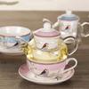 Flower Tea Pot Ceramic Teacup Saucer Heat Resistant Glass Teapot Filter Porcelain Office Coffee Cup Mug Afternoon Set